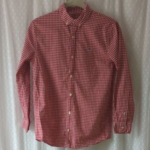 Vineyard Vines Button Down Long Sleeve Red Gingham Shirt, Boys M